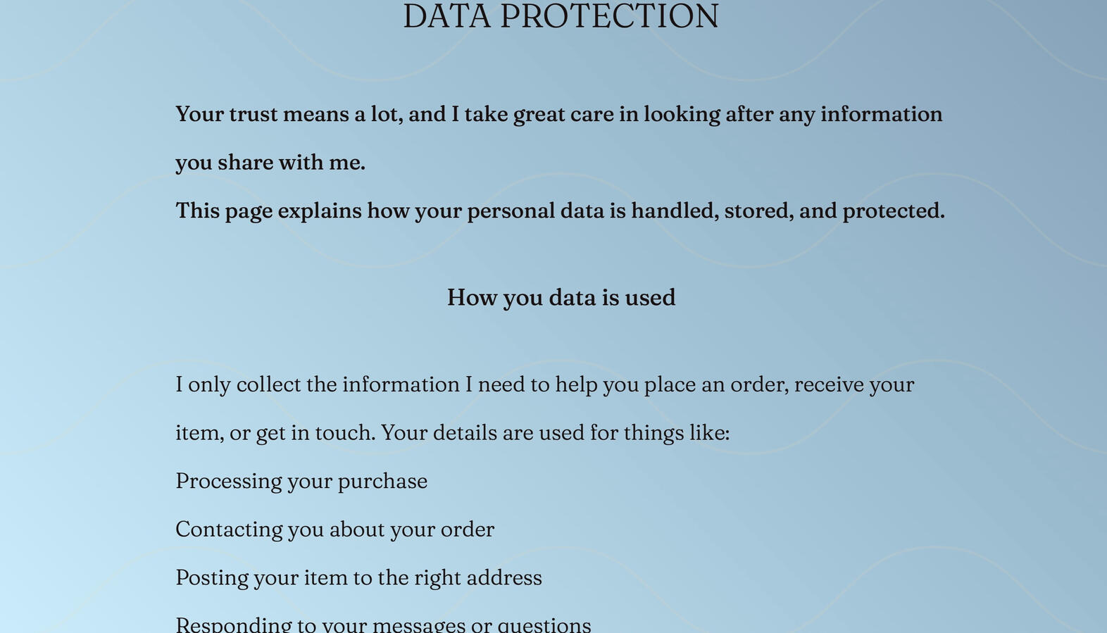 Data protection page